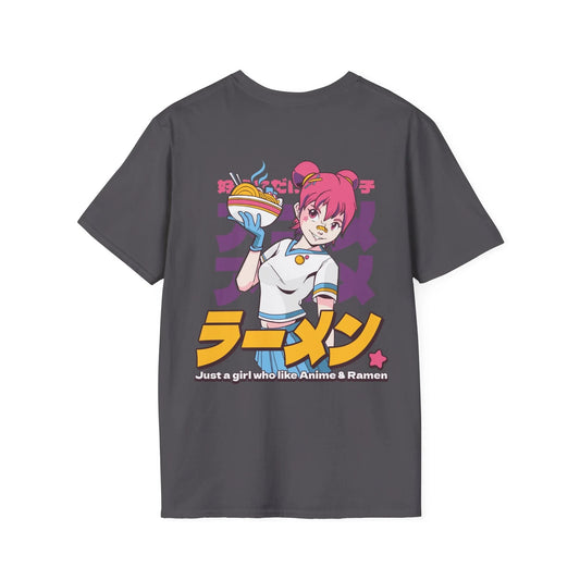 Just a girl who like Anime & Ramen - Anime World - Unisex T-Shirt - Back Print - STREET STYLE
