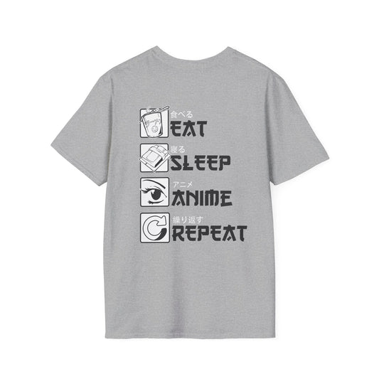 Eat Sleep Anime Repeat - Anime World - Unisex T-Shirt - Back Print - STREET STYLE