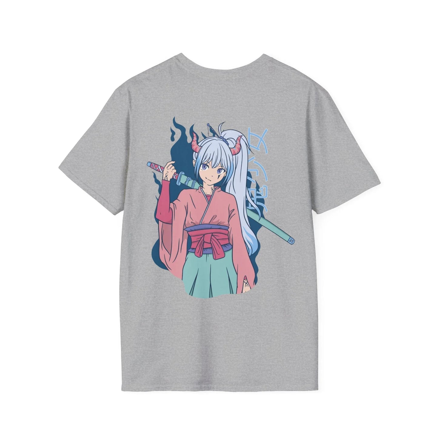 Anime Girl Katana - Anime World - Unisex T-Shirt - Back Print - STREET STYLE
