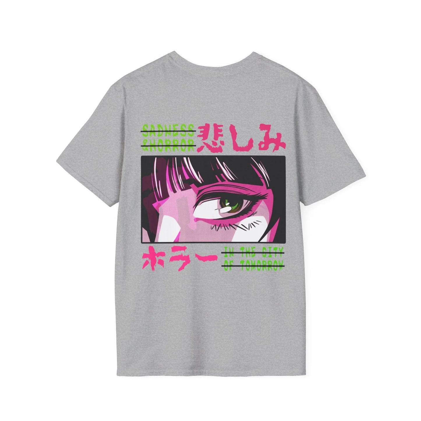 Sagness & Horror In the City of tomorrow - Anime World - Unisex T-Shirt - Back Print - STREET STYLE