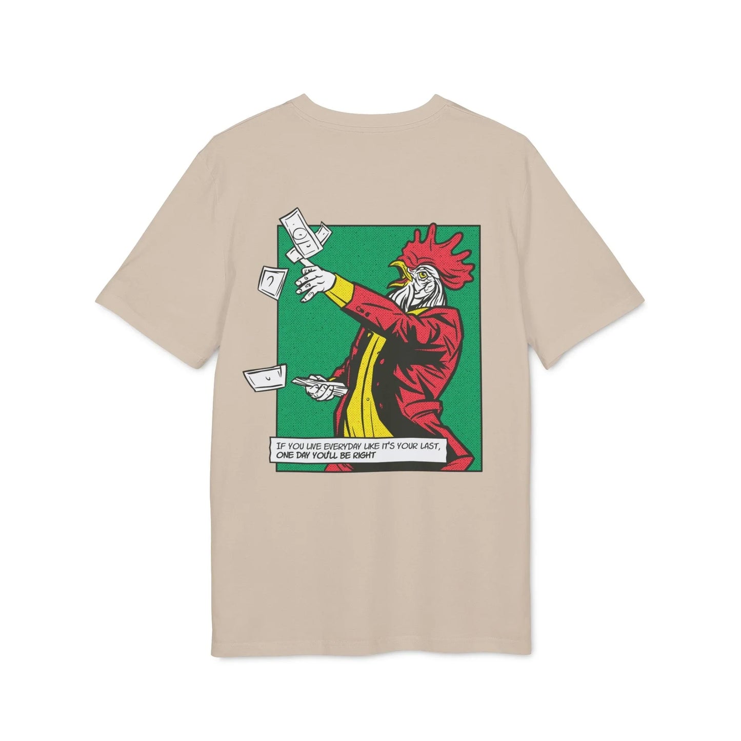Rooster with Money - Comic Mafia - Premium Bio Unisex T-Shirt - Back Print - STREET STYLE