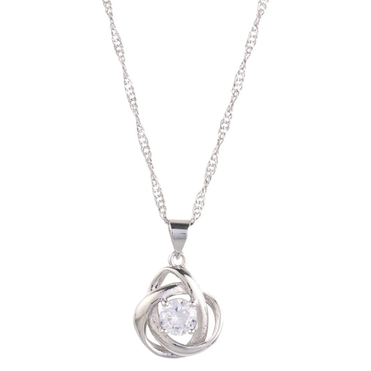 Round Knot Pendant Necklace with Cubic Zirconia - STREET STYLE