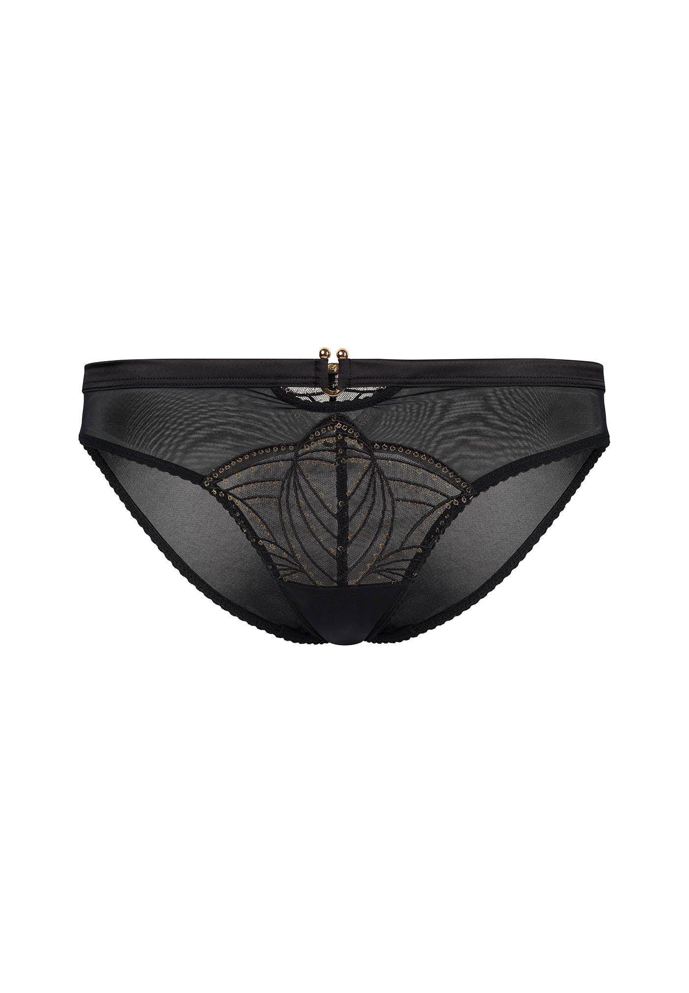 Gossard Viva Sheer Embroidered Bikini Panties Black - STREET STYLE