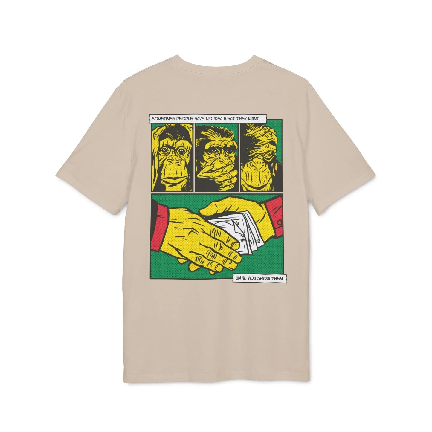 Three Monkeys - Comic Mafia - Premium Bio Unisex T-Shirt - Back Print - STREET STYLE