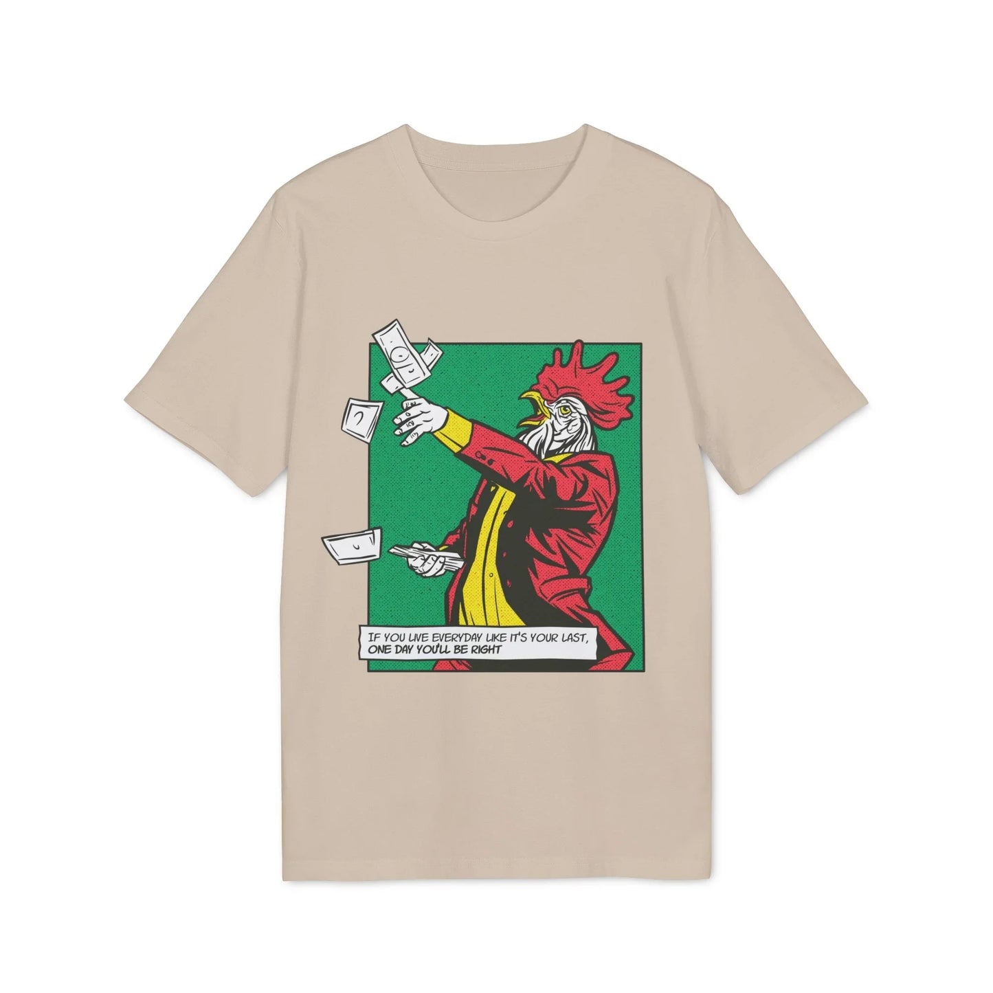 Rooster with Money - Comic Mafia - Premium Bio Unisex T-Shirt - Front Print - STREET STYLE