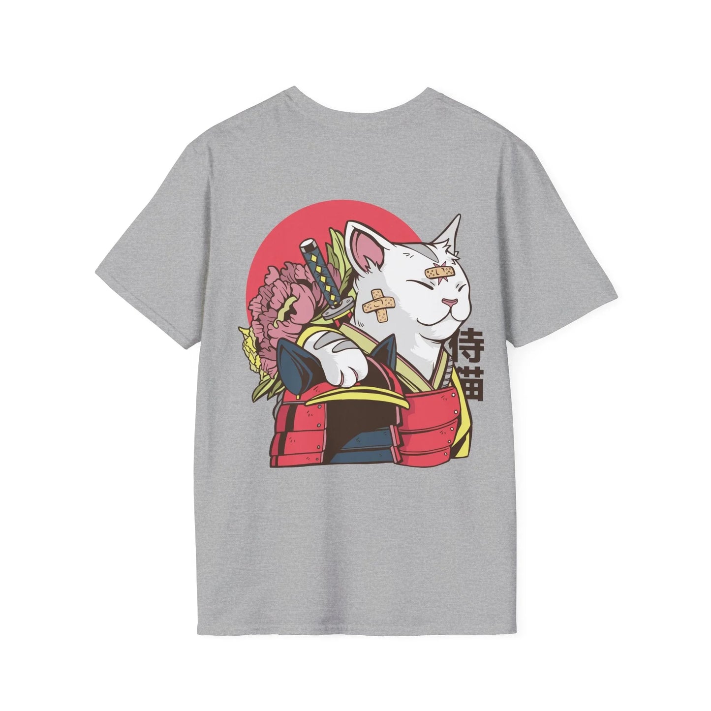 Samurai Cat - Anime World - Unisex T-Shirt - Back Print - STREET STYLE