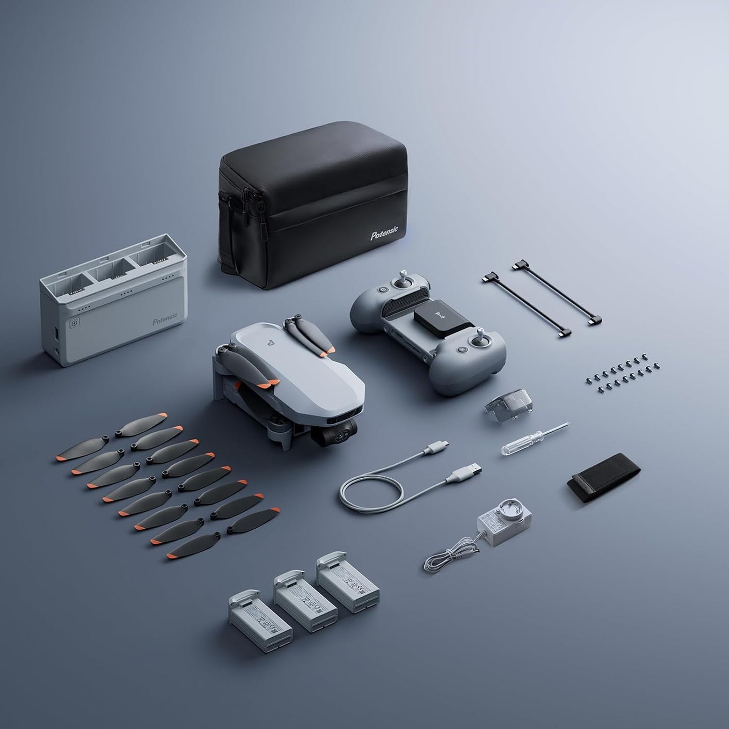 Potensic ATOM 2 Drone con Telecamera, Foto 8K, Video 4K HDR con Gimbal a 3 Assi, ๏ผ249 g, 10KM Trasmissione, AI Segui/AI Scatto Notturno/Riprese Verticali/QuickShots, Fly More Combo (96 Minuti di Volo)