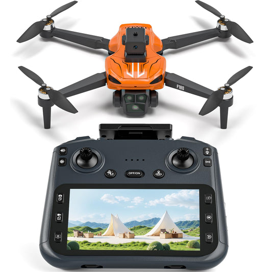 Drone GPS con Fotocamera 4K, Evitamento Ostacoli Automatico, Quadricottero Pieghévole, Obiettivo Regolabile 90°, 23 Min Autonomia con Schermo Remoto 4,5" per Principianti, Adulti