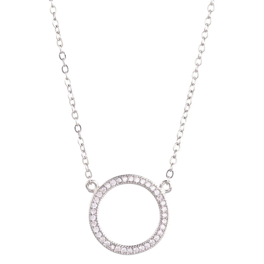 Round Pendant Pave Necklace - STREET STYLE