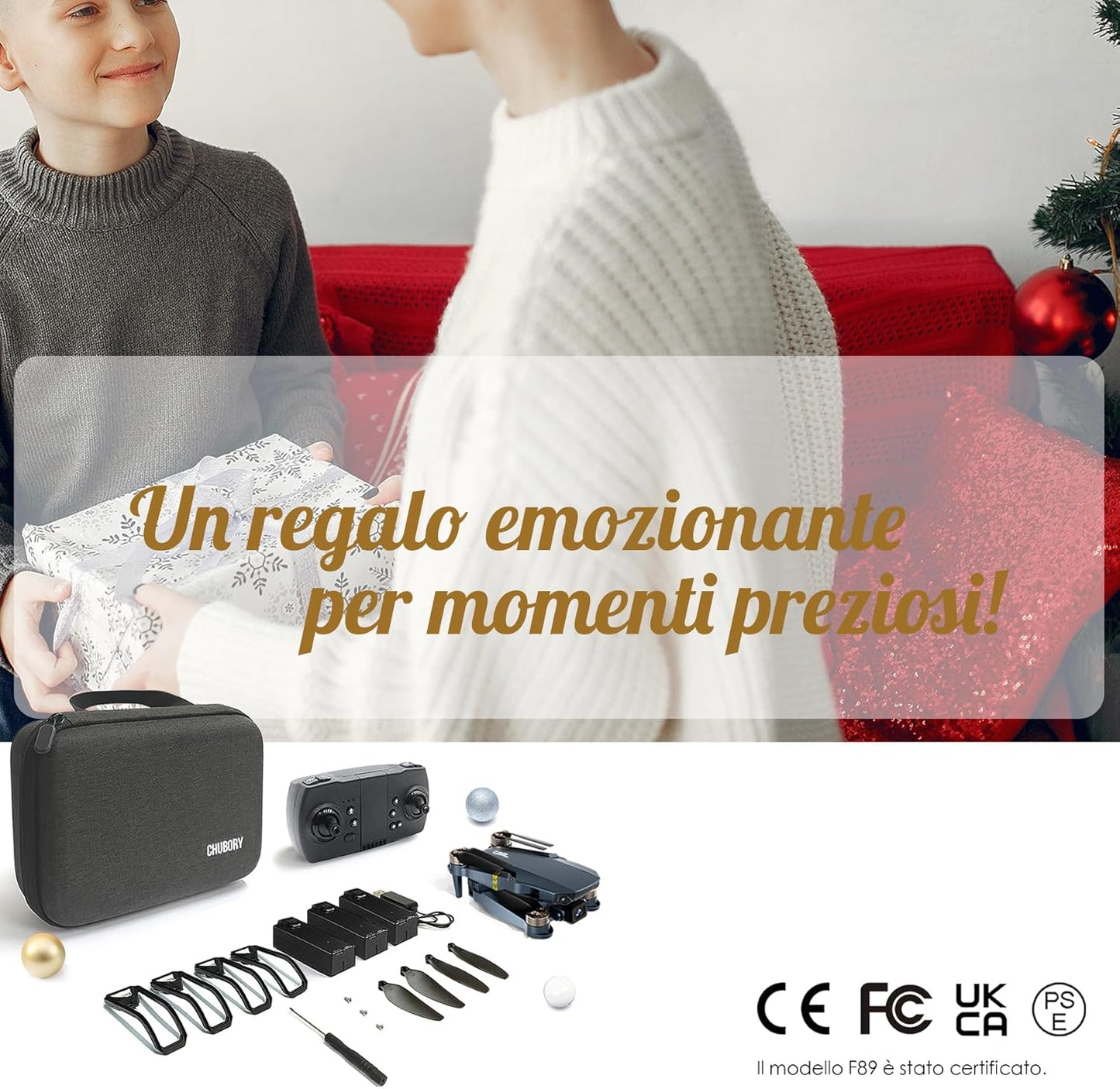 Drone con telecamera 4K HD per principianti - 800 m di portata, 60+ min di volo, WiFi FPV, motore brushless, Auto Hover, Auto Follow (3 batterie)