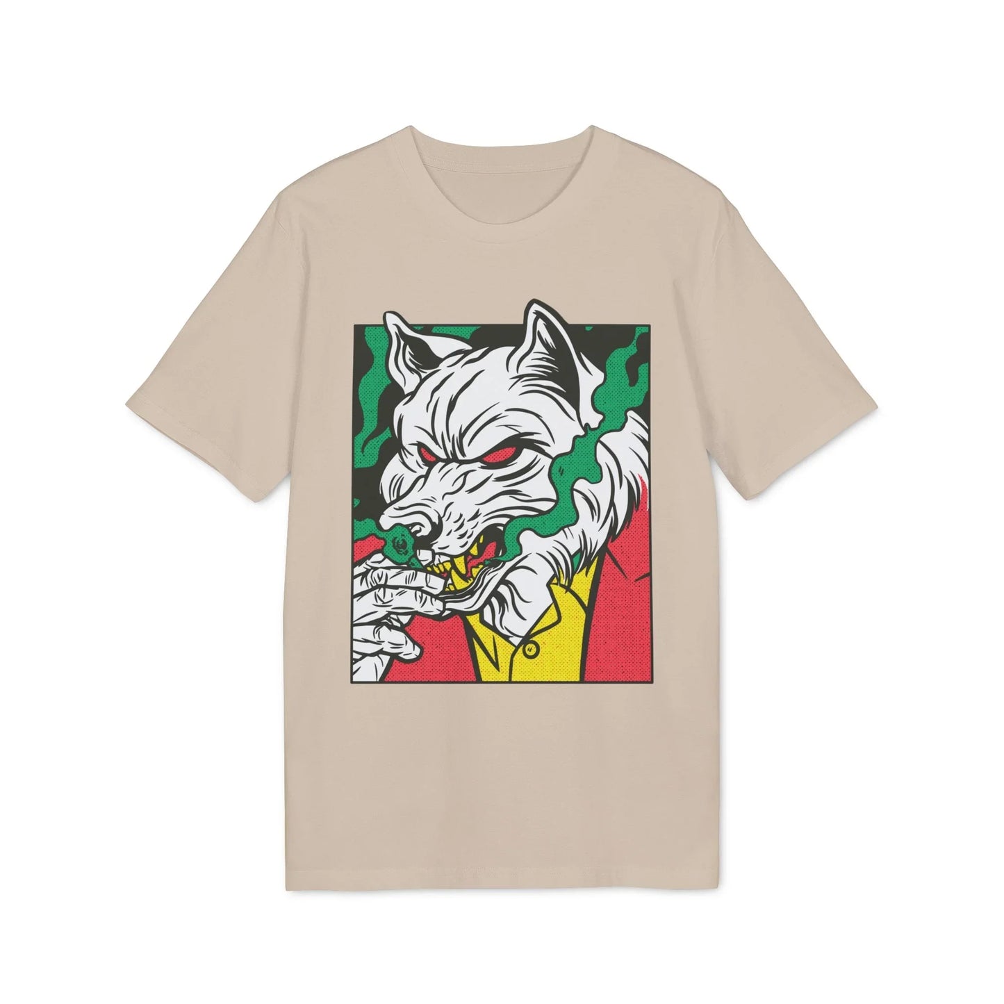 Smoking Wolf - Comic Mafia - Premium Bio Unisex T-Shirt - Front Print - STREET STYLE
