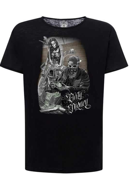 Dirty Money Tattoo Skull | T-shirt Uomo Cotone - STREET STYLE