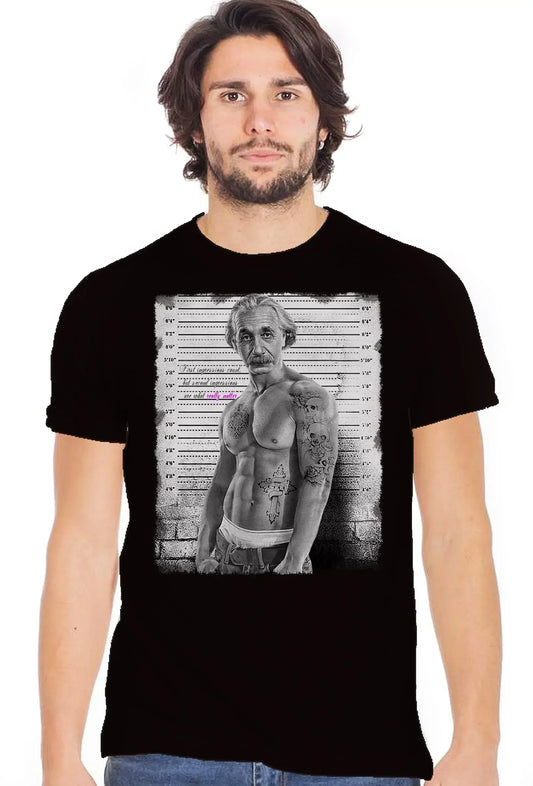 Einstein Tatuato Muscle Muscoloso Carcerato 2075-7 T-Shirt Urban Men Uomo 100% Cotone Fiammato BS - STREET STYLE