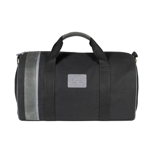 K2006AF | Travel Bag in 100% Cotton Canvas / Genuine Leather, full grain, Naked - Black Color, zip closure. Dimensions: 45 x 25 x 28 cm - Packaging: Tnt bag - STREET STYLE