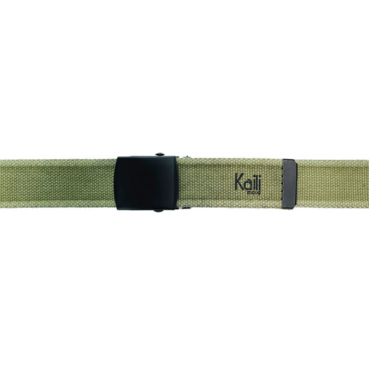 K4010EB | Stone Washed Canvas Ribbon Belt Col. Green with Matt Black Buckle. Dimensions: 125 x 4 x 0.5 cm One size - Can be shortened. Packaging: Rigid bottom/lid gift box - STREET STYLE