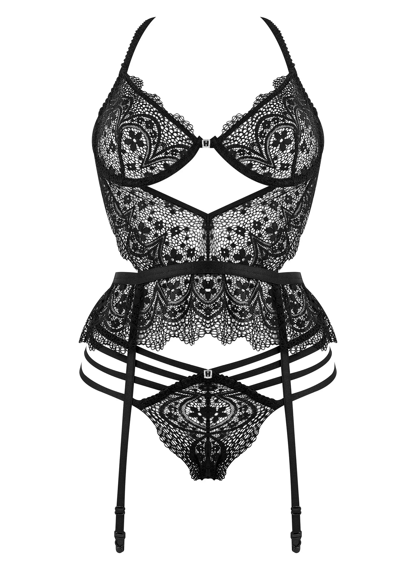 Lace Bustier Garter & String Set Beauty Night Temptation - STREET STYLE