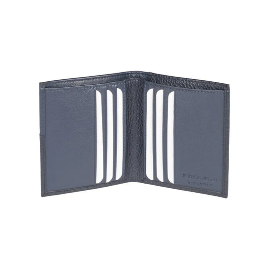 RB12113D | Vertical Wallet in Genuine Full Grain Leather, Dollar Grain/Light. Color Blue. RFID Protection. Closed Dimensions: cm 9.5 x 10 x 1. Packaging: Gift box bottom/lid - STREET STYLE