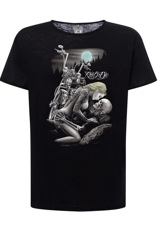 Ride Ordie Tattoo Skull – T-shirt Uomo Cotone Fiammato - STREET STYLE