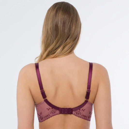 Sheer Mesh Embroidered Full Cup Bra Viola - STREET STYLE