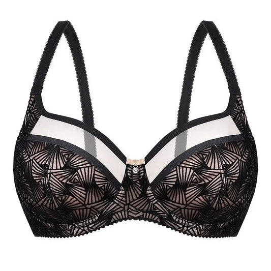 Semi-Sheer Soft Velvet Full Figure Underwire Bra Zoe - STREET STYLE