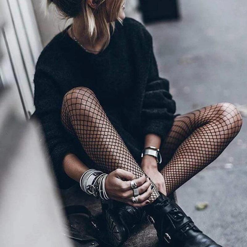 Fishnet Hold Up Stockings Fiore Risk 40 Den - STREET STYLE