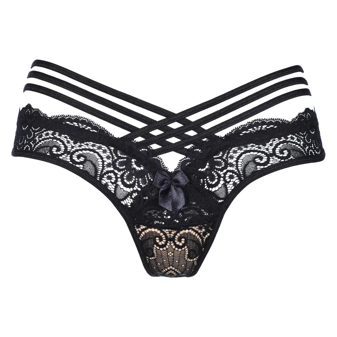 Axami Julianne Strappy Lace Thong Panty - STREET STYLE