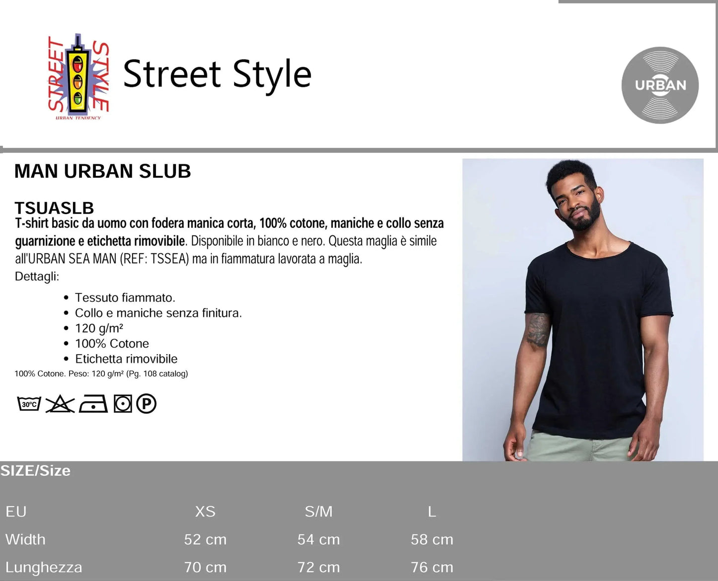 Uomo con t-shirt nera basic in cotone fiammato streetwear, maniche corte, stile urban.