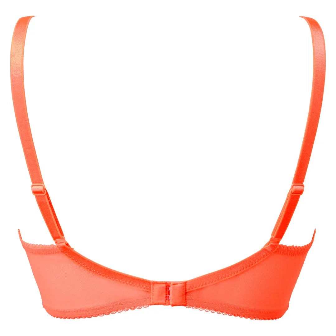 Sheer Lace Plunge Bra Gossard Superboost Neon Coral - STREET STYLE