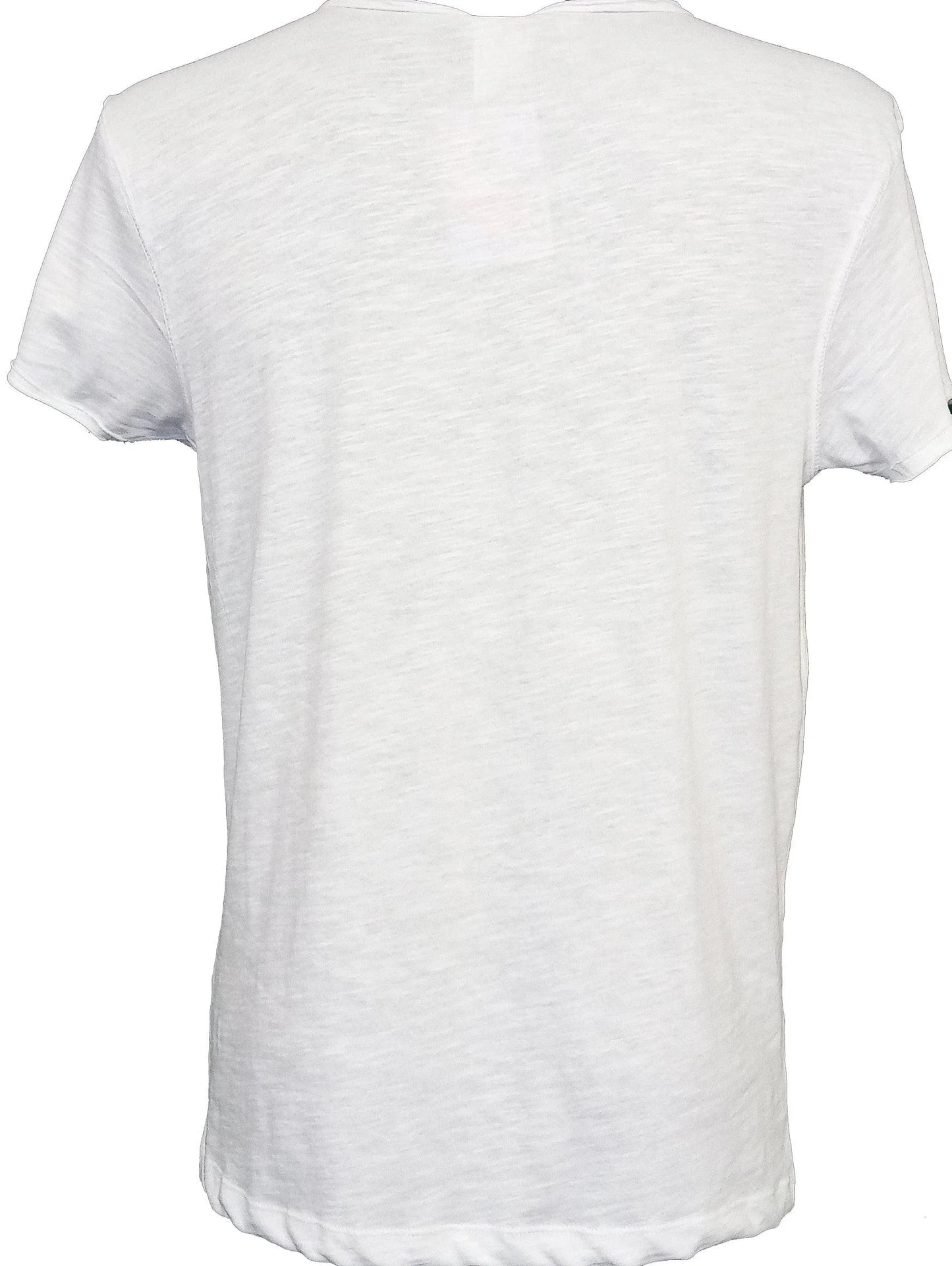 T-shirt uomo bianca in cotone fiammato, stile streetwear urban, manica corta.