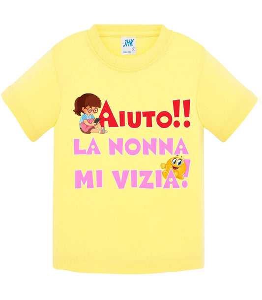 Aiuto la Nonna MI Vizia - T-shirt per Bambino/a Mod. Baby & Kid Da 0 a 8 anni - STREET STYLE