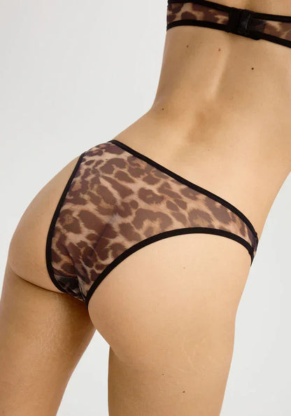 Sheer High-Leg Bikini Panty Blush The Mesh Leopard - STREET STYLE