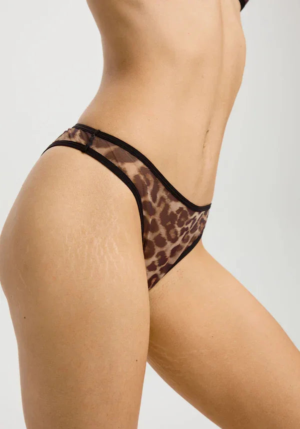 Sheer High-Leg Bikini Panty Blush The Mesh Leopard - STREET STYLE