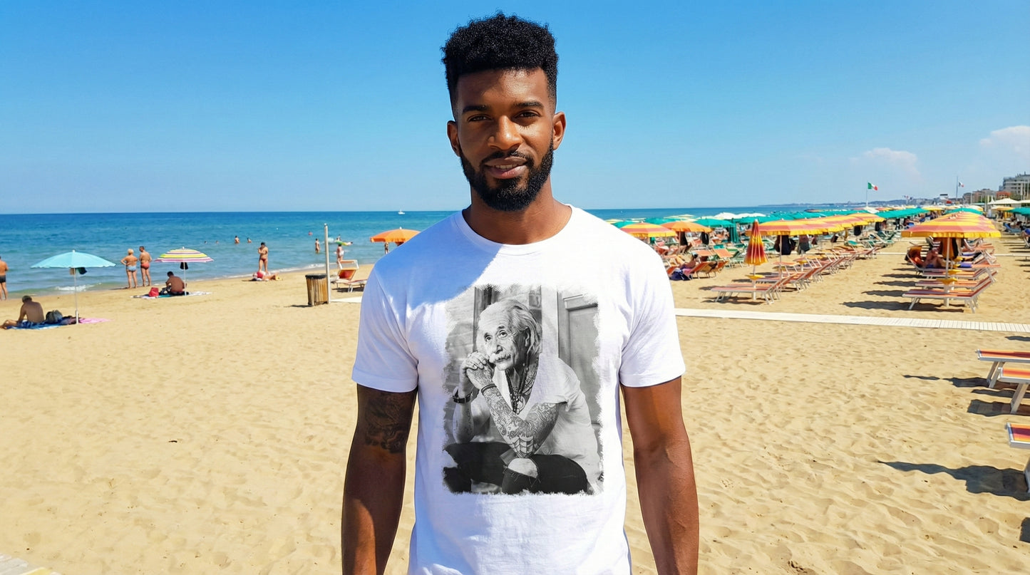 T-Shirt Einstein Genius Tatuato - Cotone Fiammato Unisex - STREET STYLE