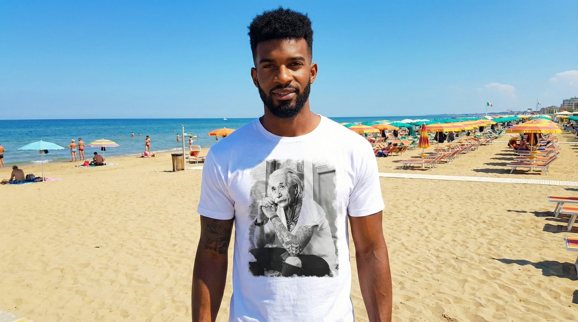 T-Shirt Einstein Genius Tatuato - Cotone Fiammato Unisex - STREET STYLE