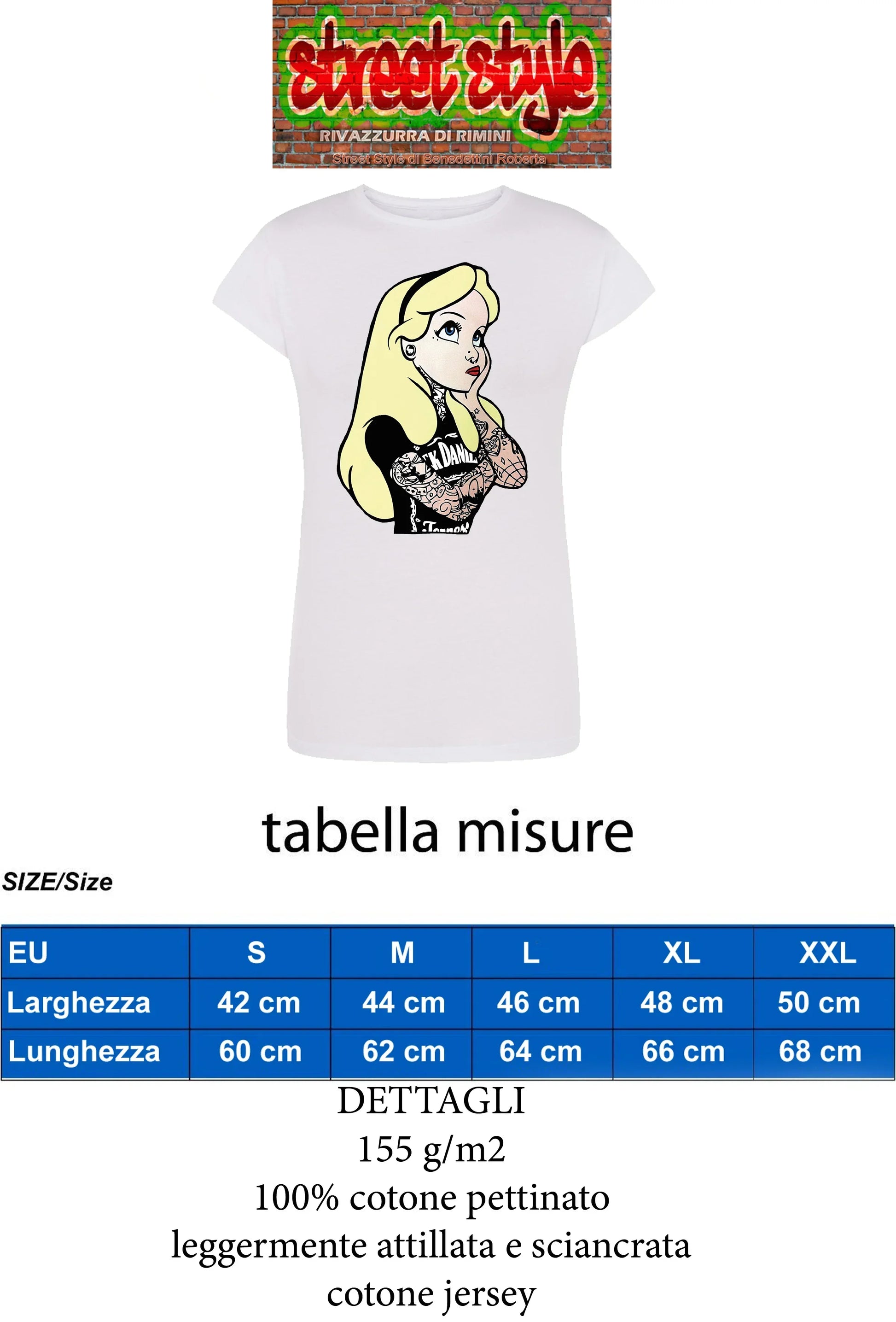 Alice Jack Daniel Princess Cartoon 2050-2-1 Lady Donna 100% Cotone Pettinato JK - STREET STYLE