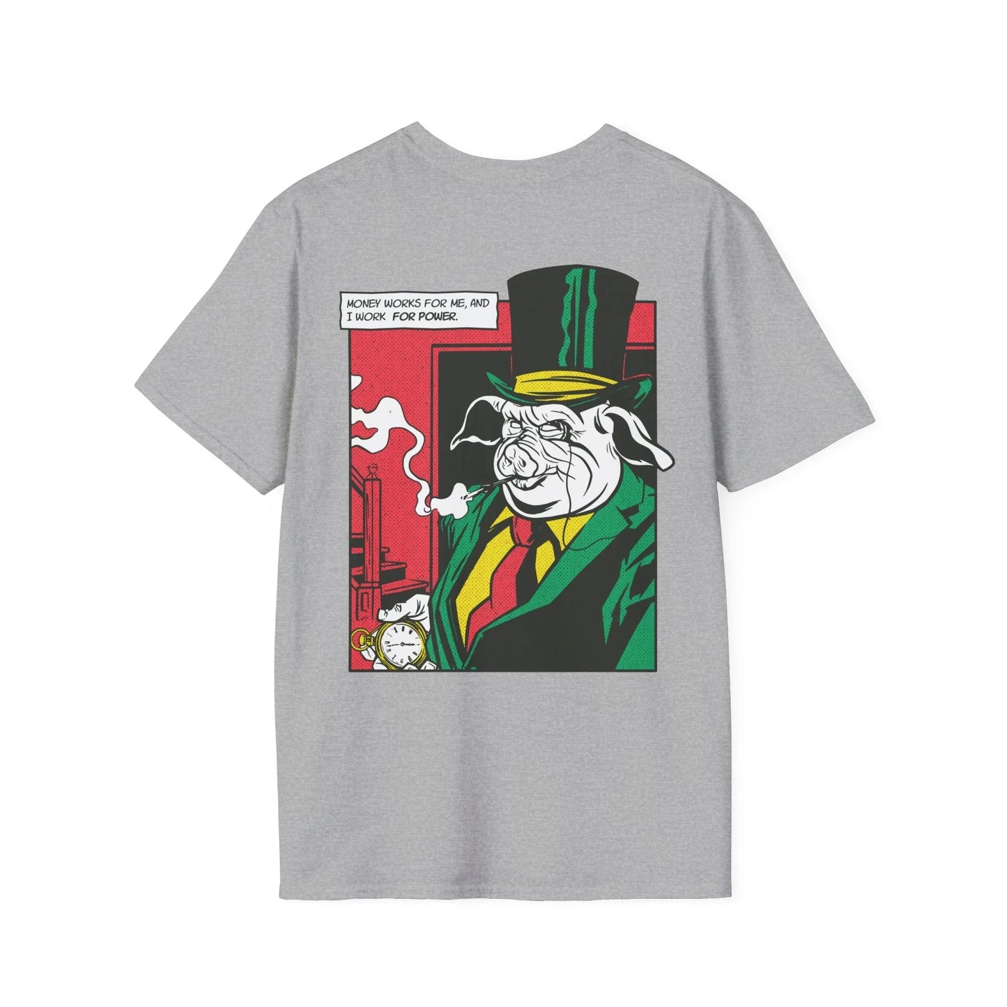 Pig Smoking - Comic Mafia - Unisex T-Shirt - Back Print - STREET STYLE