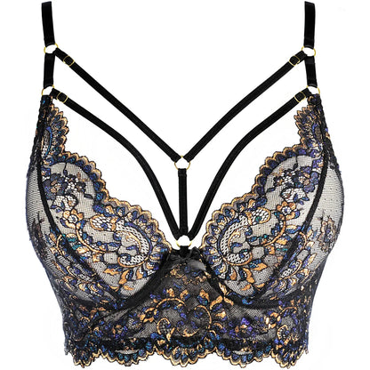 Sheer Lace Longline Plunge Bra Axami Sensations - STREET STYLE