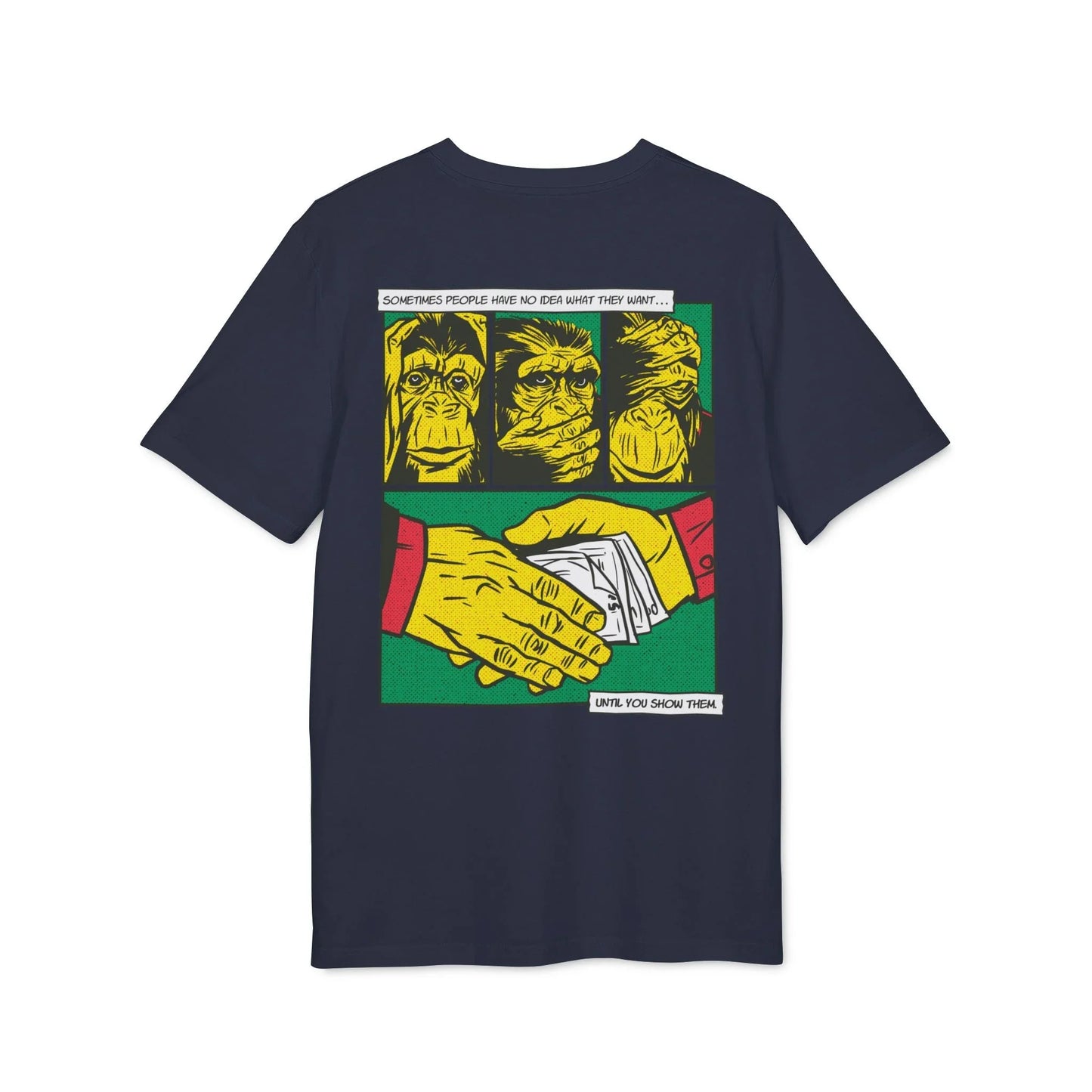 Three Monkeys - Comic Mafia - Premium Bio Unisex T-Shirt - Back Print - STREET STYLE
