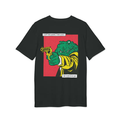 Alligator with Gun - Comic Mafia - Premium Bio Unisex T-Shirt - Back Print - STREET STYLE