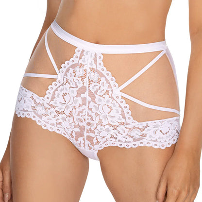 Sheer High-Waist Lace Boxer Brief Torfi White - STREET STYLE