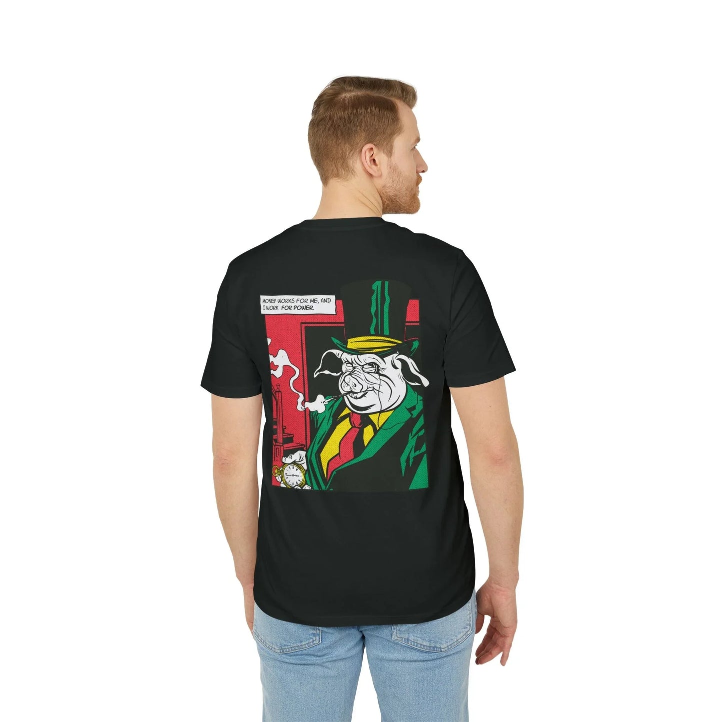 Boss Pig - Comic Mafia - Premium Bio Unisex T-Shirt - Back Print - STREET STYLE