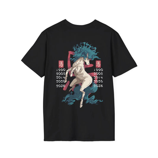 Horse - Chinese Zodiac Anime - Unisex T-Shirt - Back Print - STREET STYLE