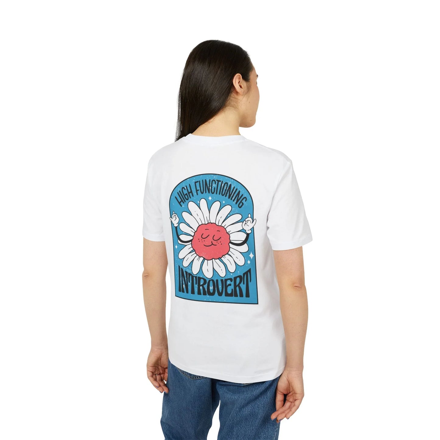 High functioning introvert - Antisocial Retro - Premium Bio Unisex T-Shirt - Back Print - STREET STYLE