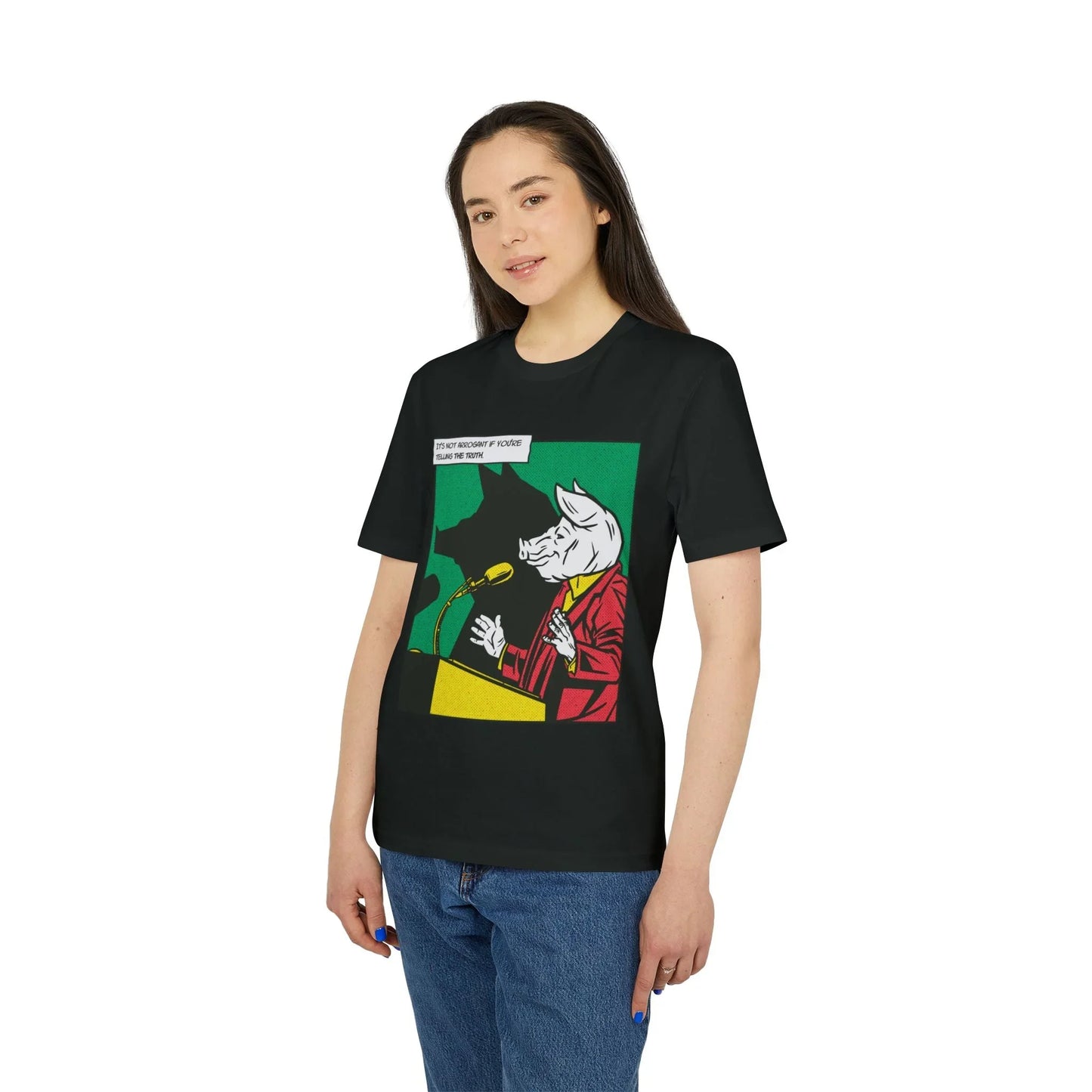 Pig Politician - Comic Mafia - Premium Bio Unisex T-Shirt - Front Print - STREET STYLE