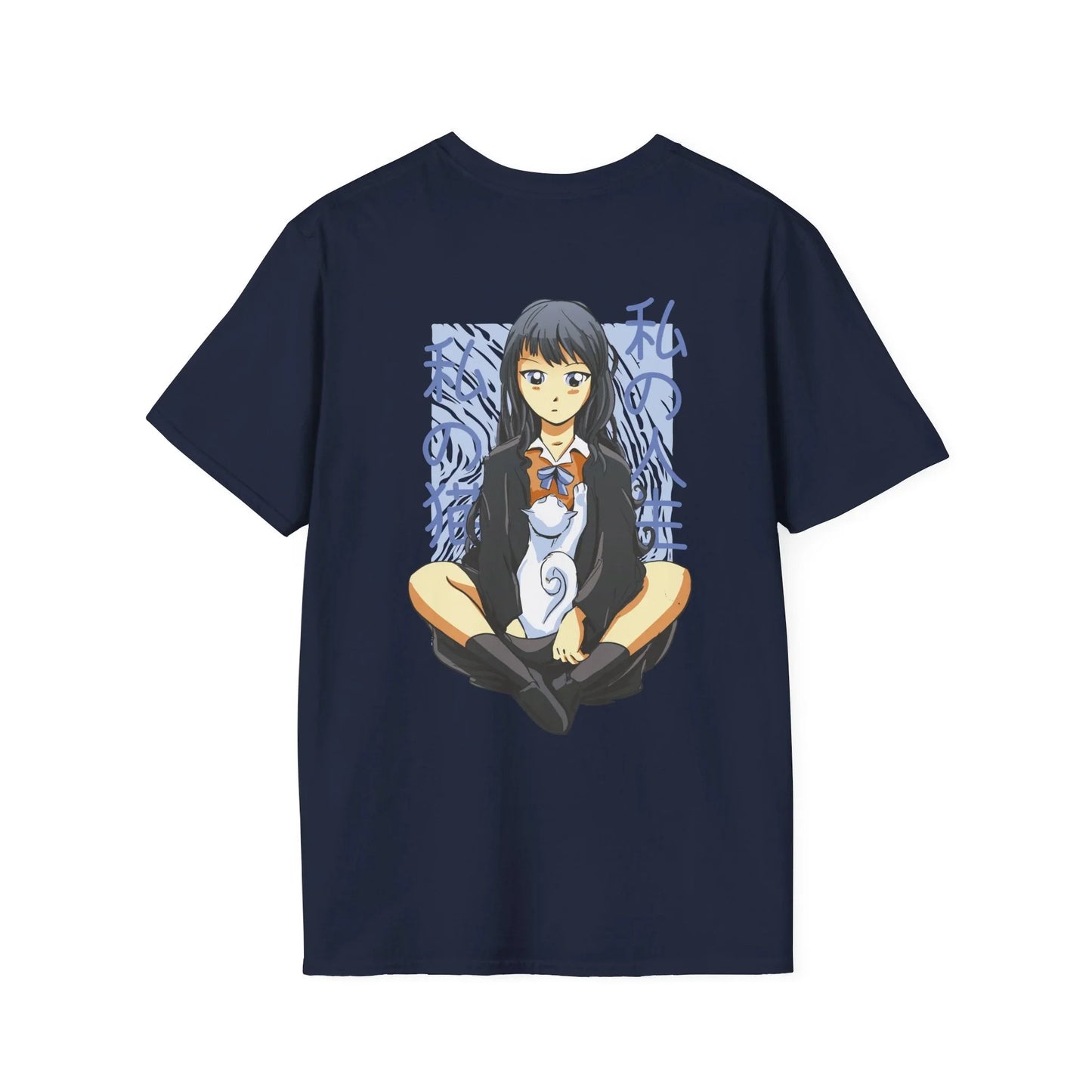 Cat Anime Girl - Anime World - Unisex T-Shirt - Back Print - STREET STYLE