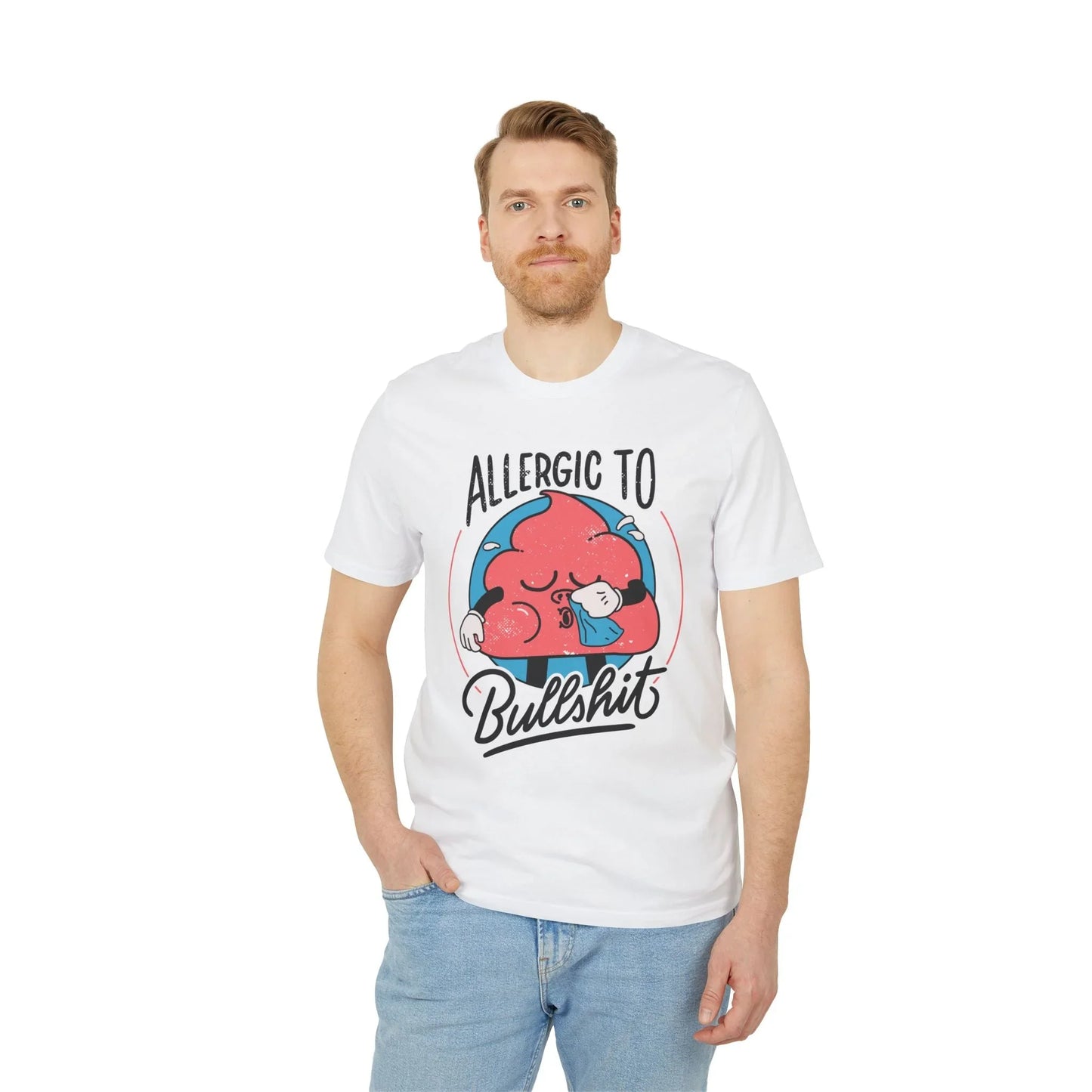 Allergic to Bullshit - Antisocial Retro - Premium Bio Unisex T-Shirt - Front Print - STREET STYLE