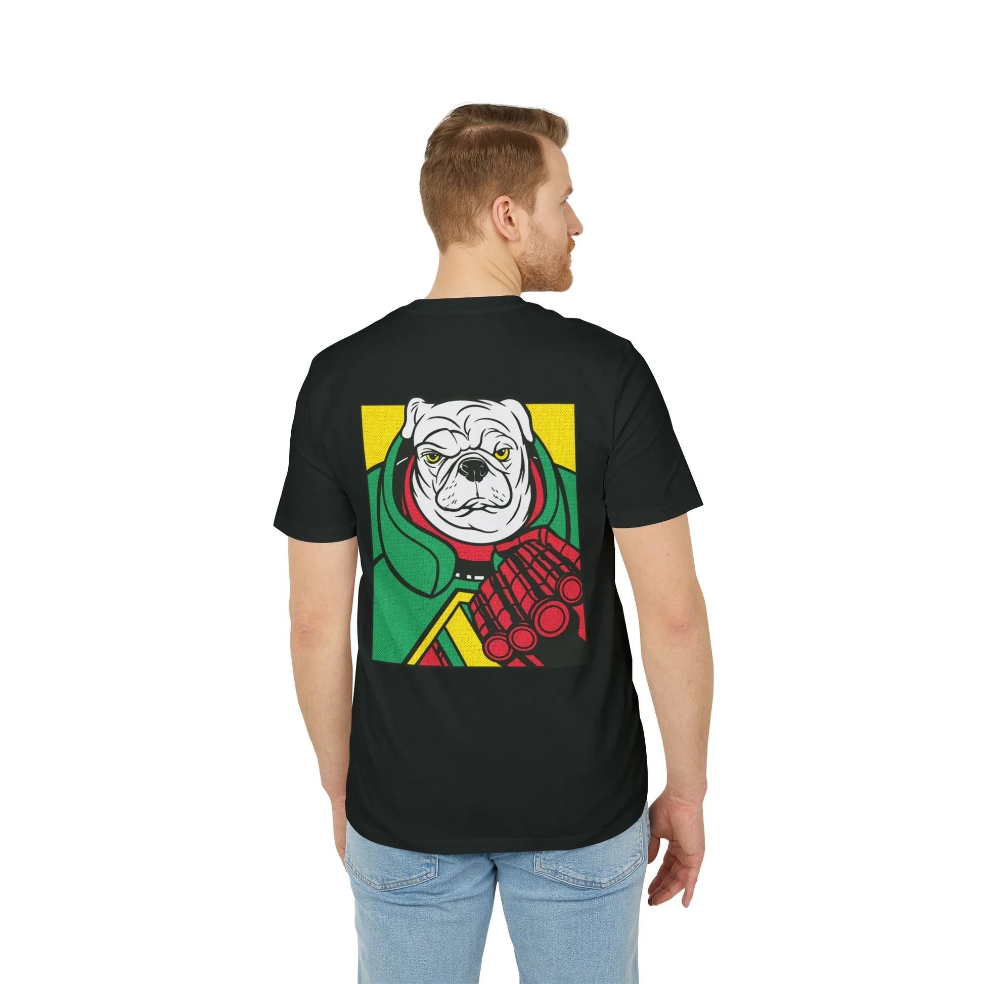 White Pug - Comic Mafia - Premium Bio Unisex T-Shirt - Back Print - STREET STYLE