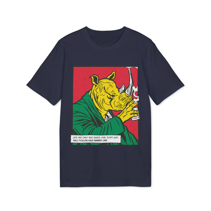Rhinoceros drinking Whiskey - Comic Mafia - Premium Bio Unisex T-Shirt - Front Print - STREET STYLE