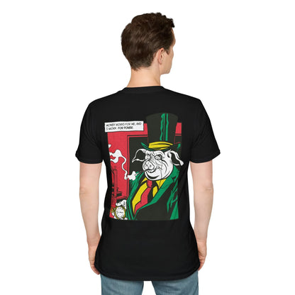 Pig Smoking - Comic Mafia - Unisex T-Shirt - Back Print - STREET STYLE
