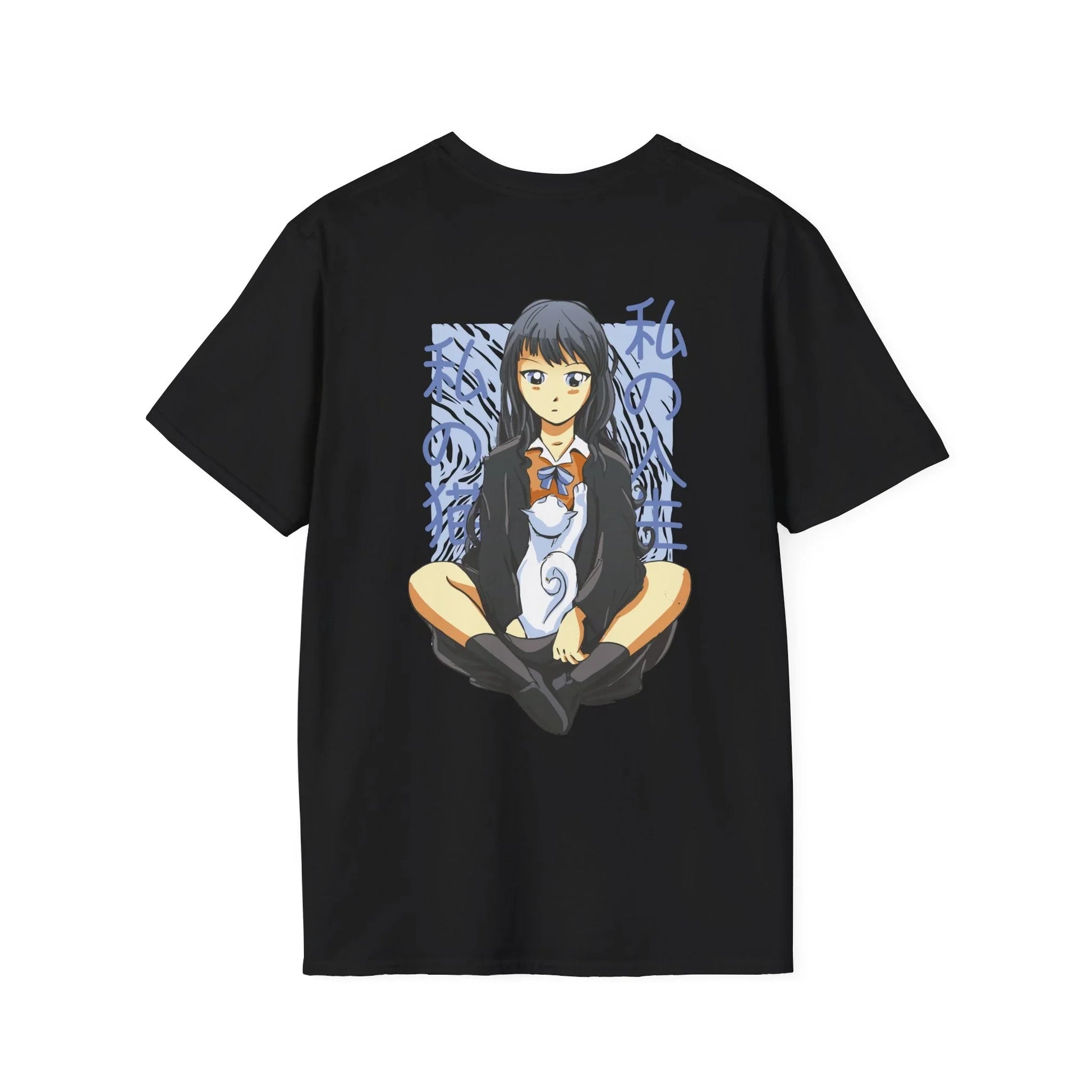Cat Anime Girl - Anime World - Unisex T-Shirt - Back Print - STREET STYLE